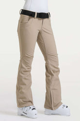 Women’s Khaki Slim Fit Waterproof Flared Hem Ski Pants